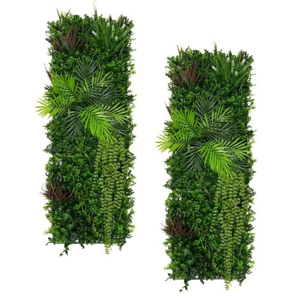 2 x Kunstig Vegetation Vægpanel 0,5 x 1,5 m Alina Bladværk Have Hjem Grön