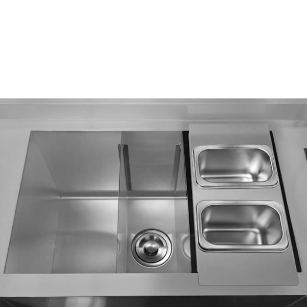 Professionell Compact Twin Station Bar Restaurang 2x50L 220cmx73cm 304 Rostfritt stål Silver