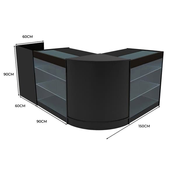 Salgskab med låsbare skuffer MDF Sort med LED Sæt Aries K900 CM60 TB60 Svart