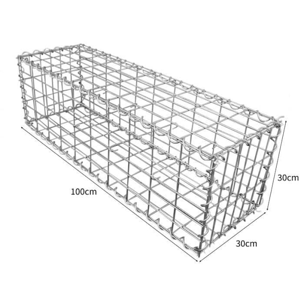 Setti 6 hopea-gabion-koria galvanoidusta teräksestä ulkotilojen maisemointiprojekteihin, 100 x 30 x 30 cm Galvaniserat stål