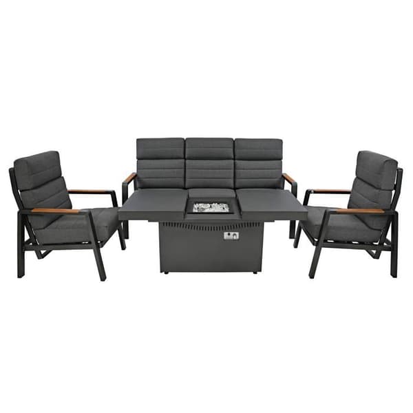 Grå Aluminium Havemøbler 5 Pladser, Sofa, Recliner Stole, Brasero Grå