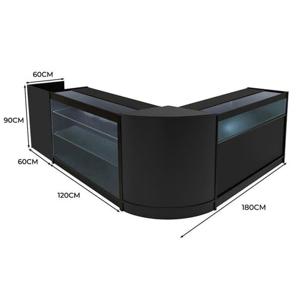Salgsskrivebord med låsbare skuffer MDF Sort LED Sæt K1200 B1200 CM60 TB60 Svart