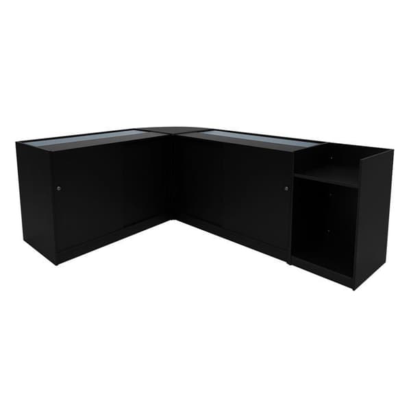 Låsebar salgsdisk MDF Sort LED Sæt B1200 C1200 LM60 TB60 Svart