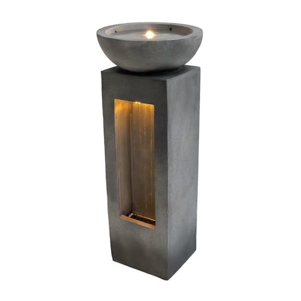 Trädgårdskaskad Fontän "Serenity Falls" Ute LED Pump Grå