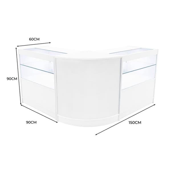 Salgstælling med låsbar MDF i hvid med LED - Selene C900 CM60 Vit