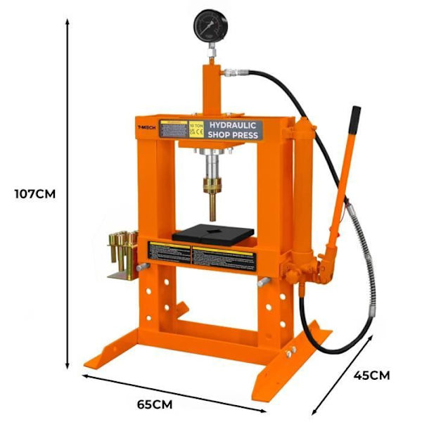 Hydraulinen puristin 10t Manuaalinen vapaasti seisova 3 tasoinen tee-se-itse-työpaja Orange