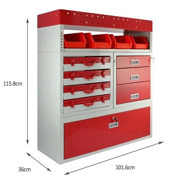 Metallihylly - FIRECRACKER - Monster Racking - Punainen ja Harmaa - 101,6cm x 117,8cm x 36cm - Max 60kg Rött och grått