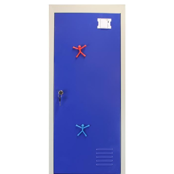 Blå Metal Skab 2 Døre 45 x 38 x 180 cm Gym Skole Skab