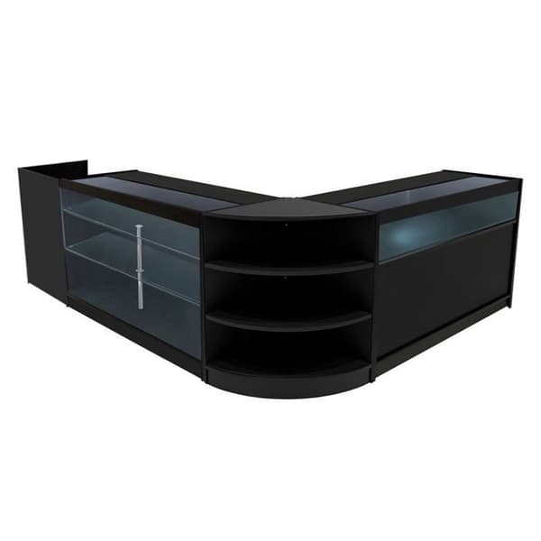 Salgsskrivebord med låsbare skuffer MDF Sort LED Sæt B1500 C1500 LM60 TB60 Svart