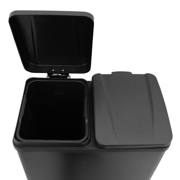 2 i 1 återvinningspedalkorg Svart 60L metallisk dubbelfack Kökskärl 2 x 30L Eco Wide dubbelfack Svart