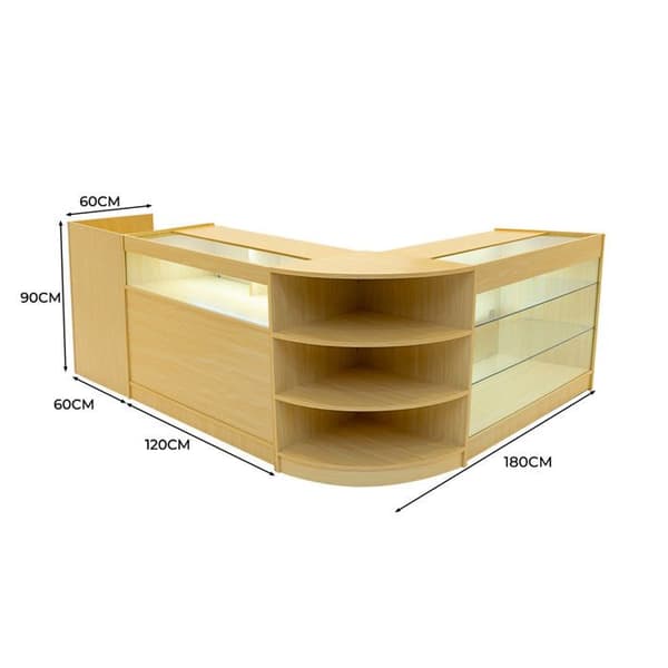 Salgsskranke Med Låsbar MDF Bøg LED Sæt B1200 K1200 LM60 TB60 beige