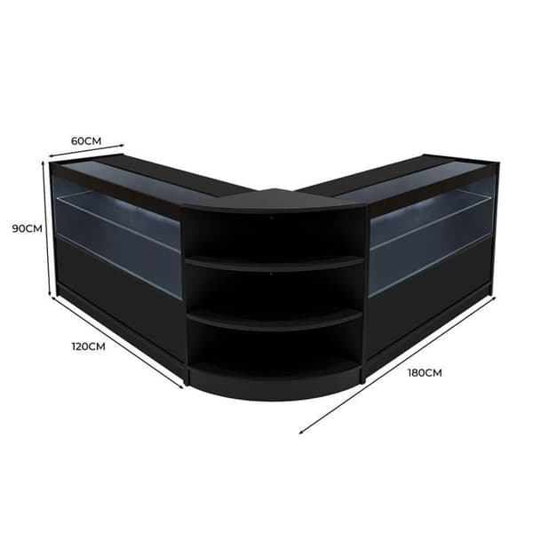 Comptoir for Salg med LED Låsbar Sort Andromeda C1200 LM60 Svart