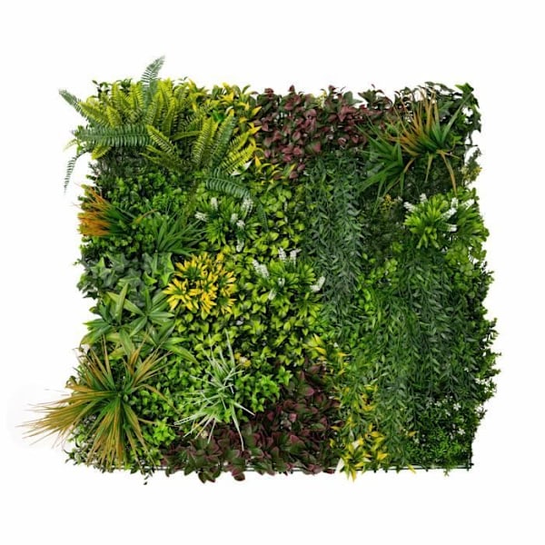 3x Kunstig Vægpanel i Plantefibre 1 x 1 m Cassia Bladværk Dekor Have Hjem Grön