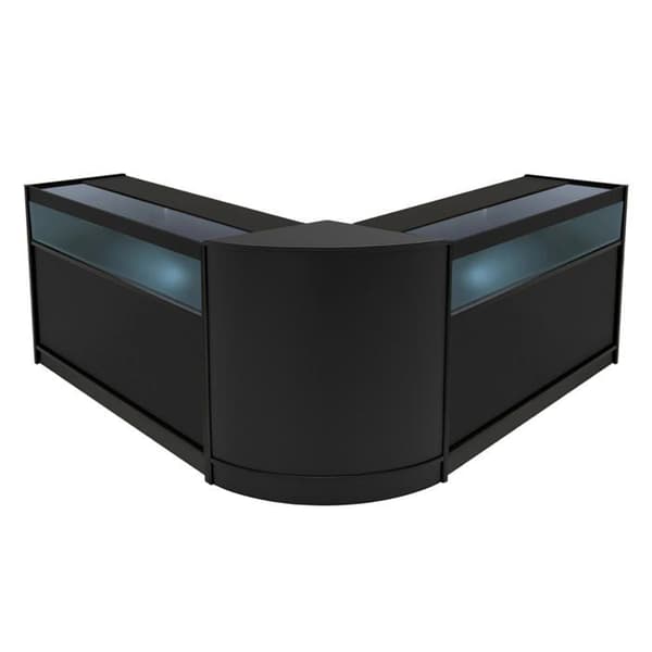 Comptoir for salg med låsbare skuffer i sort MDF med LED Samlet Iris B1200 CM60 Svart