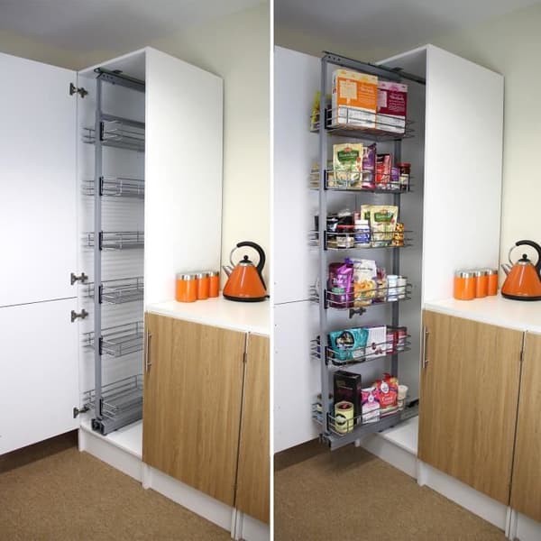 KuKoo Sliding Kitchen Pantry – 190-220cm Højde Silver