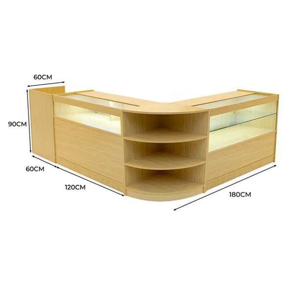 Salgspult med låsbare skuffer MDF Ahorn LED Sæt B1200 C1200 LM60 TB60 beige