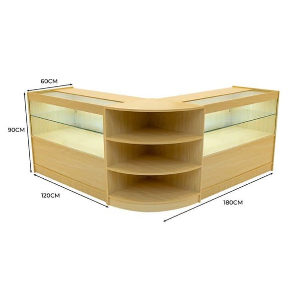 Salgsbord med låsbare skuffer, LED Ahorn, Andromeda Sæt C1200 LM60 beige