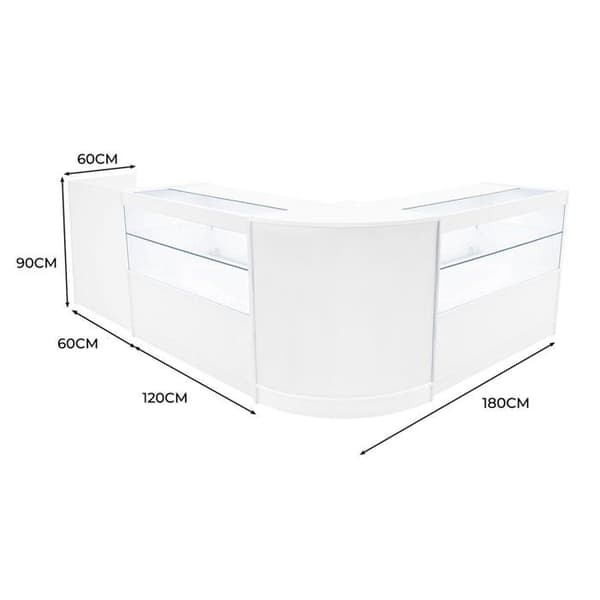 Hvid MDF Låsebar Salgsbord med LED Sæt C1200 CM60 TB60 Vit