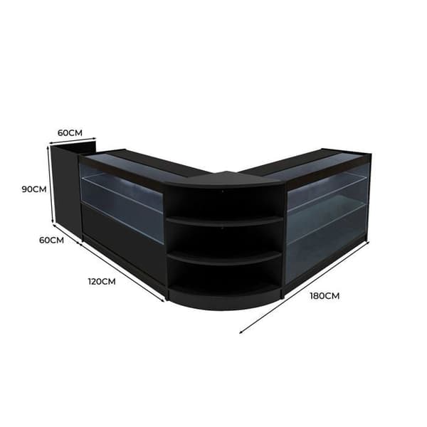 Salgstank med låsbar MDF Sort LED Sæt K1200 C1200 LM60 TB60 Svart