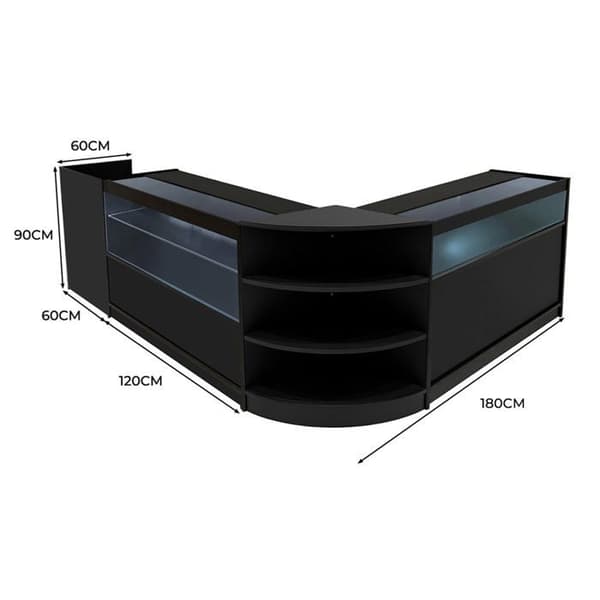 Låsebar salgsdisk MDF Sort LED Sæt B1200 C1200 LM60 TB60 Svart