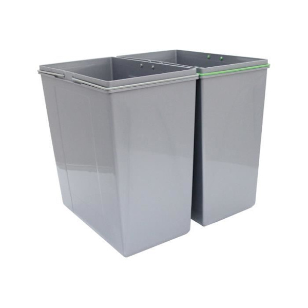 90L inbyggda skjutbara papperskorgar för kök, två papperskorgar. 49,5 cm (h) x 56,5 cm (b) x 48,4 cm (d)