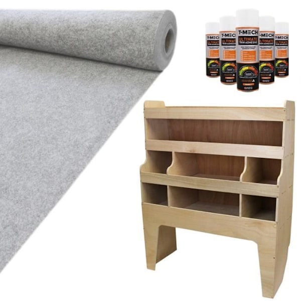 Inre Foder - MONSTERSHOP - VW Transporter - Grå Silver Filttyg - MDF Förvaring - 11m² Brun, Grå