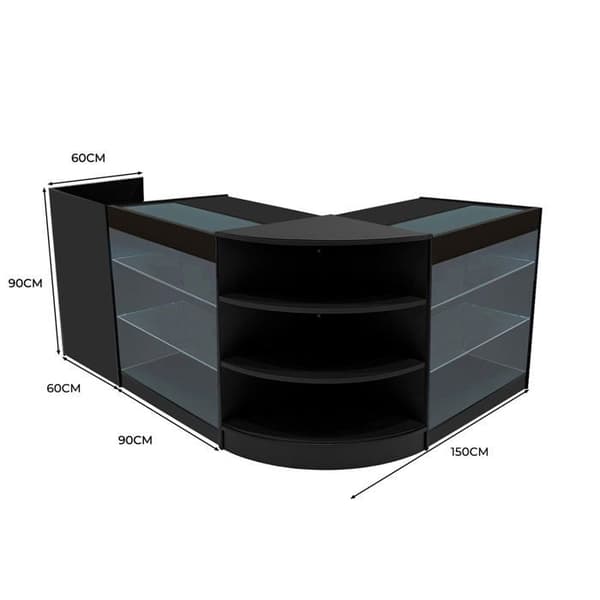 Salgscounter med låsbar MDF Sort med LED Astro K900 CM60 TB60 Svart