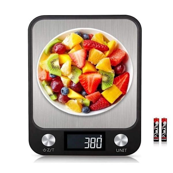 Köksvåg Precision 15kg/1g - Bakgrundsbelyst LED-skärm - 7 enheter - Matvåg, Kök, Bageri svart