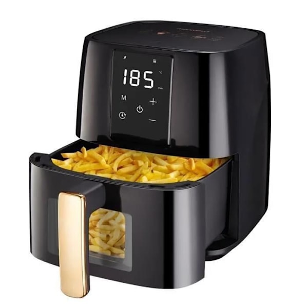 Ilmanöljyfriteuse - MONMECD - 5,5L - 1700W - Säädettävä lämpötila - Näkyväikkuna - musta Svart