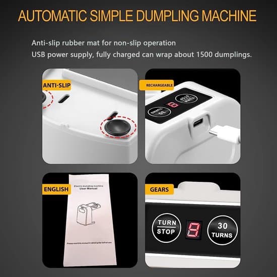 Elektrisk Dumpling Maker – Automatisk Dumpling Maskine – Form med 2 Programmer – Perfekt Forsegling Tidsbesparende – Velegnet til Kød- og Grøntsagsfyld