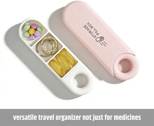 Bærbar Mini Medisinboks – U-formet, Rosa