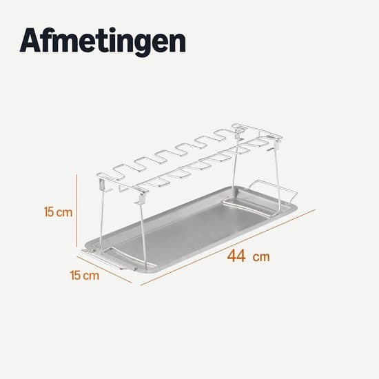 Kyllingevingeholder – Grilltilbehør – Ovnkyllingeholder – Inkluderer Drypbakke – Sammenklappelig – Rustfrit Stål