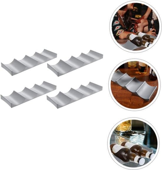 Vinstativ – 4-delt sett – 29,3 × 9,8 cm – Elegant vinstativ – Lys grå