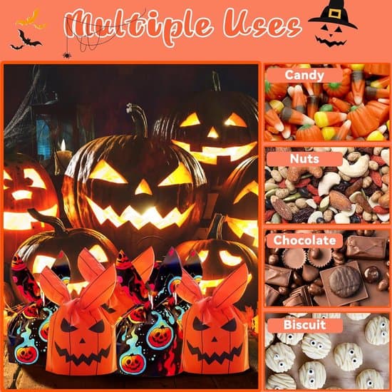 Halloween Godispåsar – Förpackning med 100 Halloween Snackspåsar – Godispåsar – Påsar för
