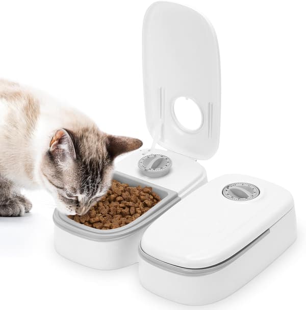 Automatisk kattmatare, 2 automatiska kattmatare för våtfoder, 48h timer 700ml kattmatsdispenser, Automatiska hundmatare för våt- och torrfoder