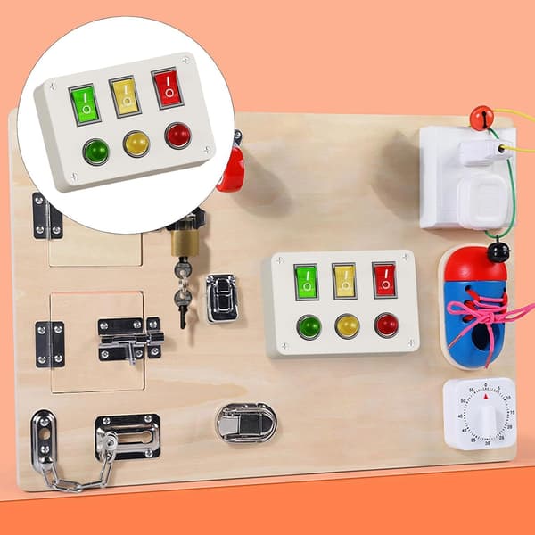 Aktivitetsbrett tilbehør: Tidlig læring lysbrytere, solid og lett, DIY læringstilbehør, knapper push-button light