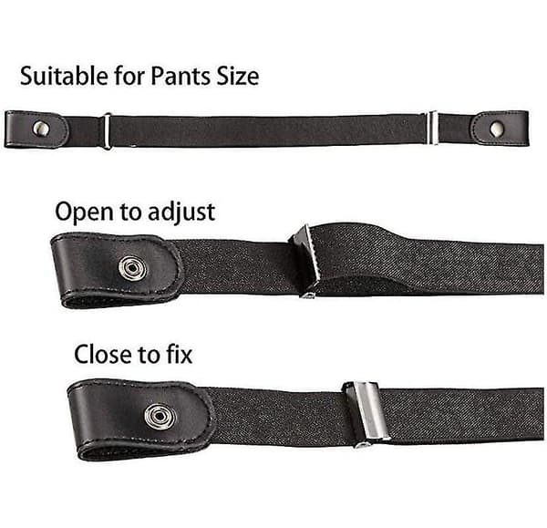 Elastisk belte for damer uten spenne, fritt elastisk midjebelte kompatibelt med kvinner 60 cm