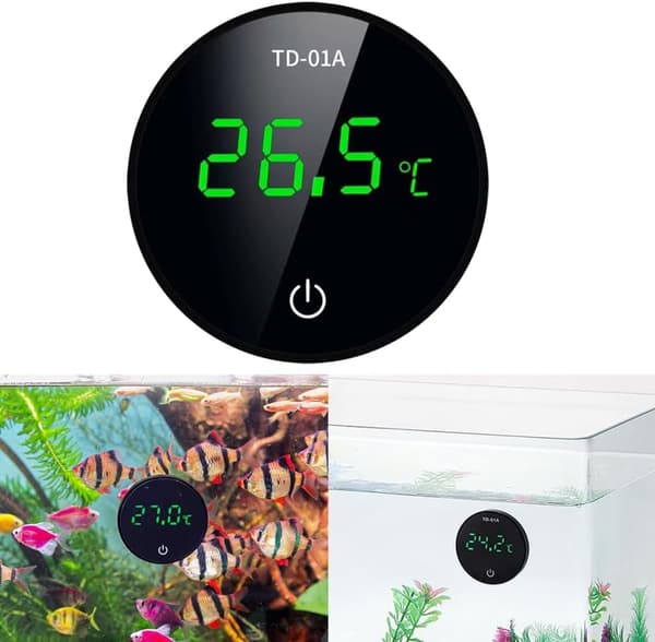 Akvarium LED-displaytermometer, højpræcisions klæbetype