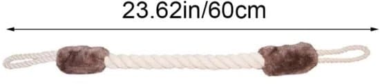 Dørstopper – 3-delt sett – Dørklemme – Bomull og polyester – Dørstopp – Håndtakstropp – Støtbeskyttelse – 60 cm – Brun/Blå/Hvit