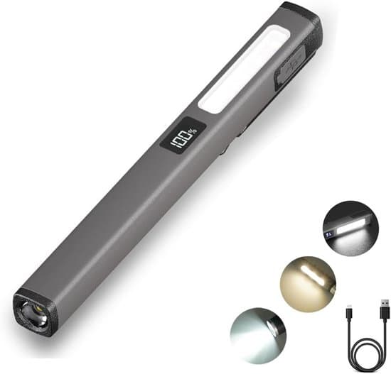 Multifunksjonell COB Arbeidslampe – LED-lommelykt med klips, aluminiumslegering – 6 lysmoduser