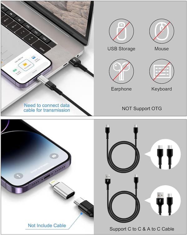 Typ-C till Apple-adapter [2-pack] – Vit