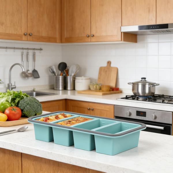 Souper Cubes Silikonfrysförpackning, Set med 2 Silikonfryskoppar för Soppkuber, 250 ml Extra Stor Frysförvaring med Lock