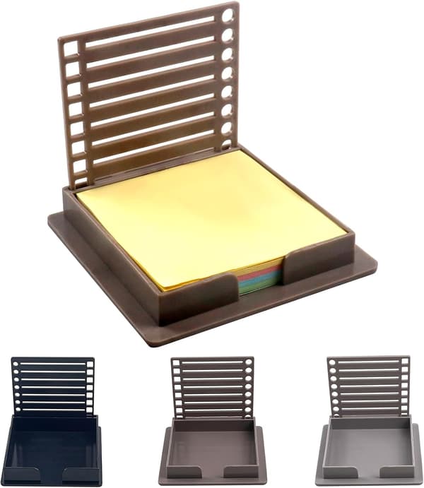 Sticky Note Skabelonboks – To-Do Liste Sticky Note Holder – Brun (inkluderer 100 sticky notes i 4 farver)
