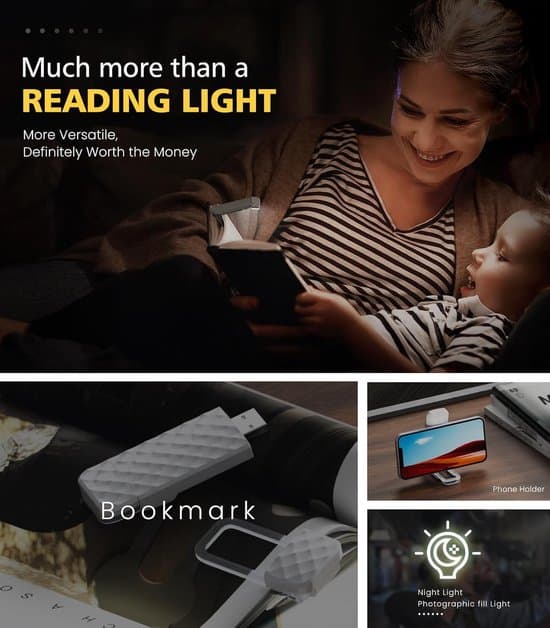 Leselys – Boklys – Sammenleggbart – Blålysfilter – USB Oppladbart – 500 mAh – Blått
