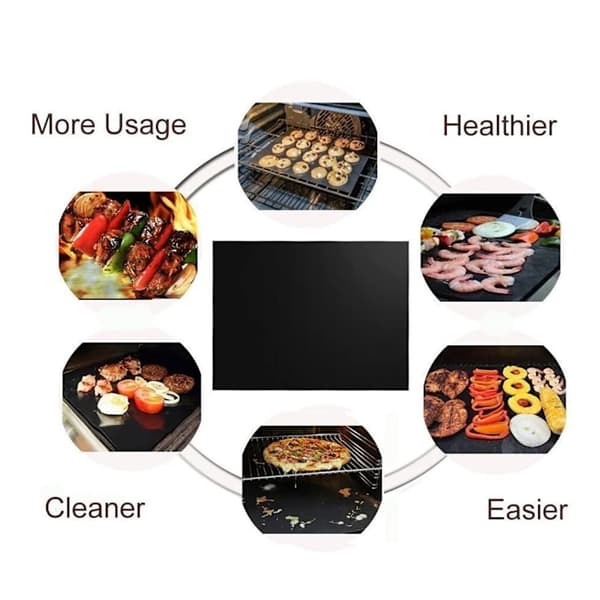 Grillmåtte, ovnmåtte, bagemåtte - Non-stick - 40x33 Sort 9-pak
