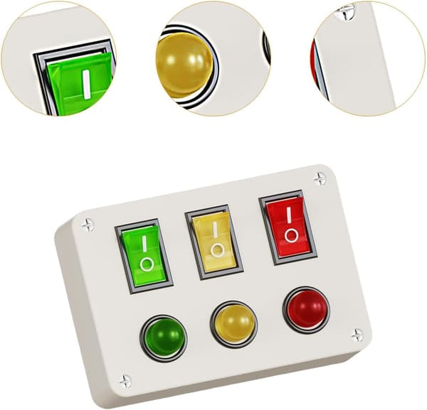 Aktivitetsbrett tilbehør: Tidlig læring lysbrytere, solid og lett, DIY læringstilbehør, knapper push-button light