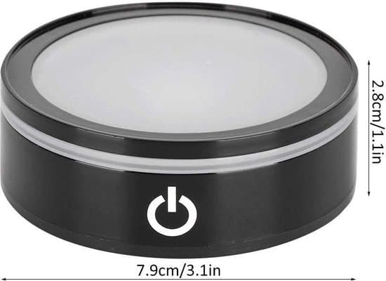 Krystal LED Lysbase – Sort, Flad, Berøringsstyret, Multitilstand, Farverig Rund Displaystand / Udstillingsplade – 3D Stand
