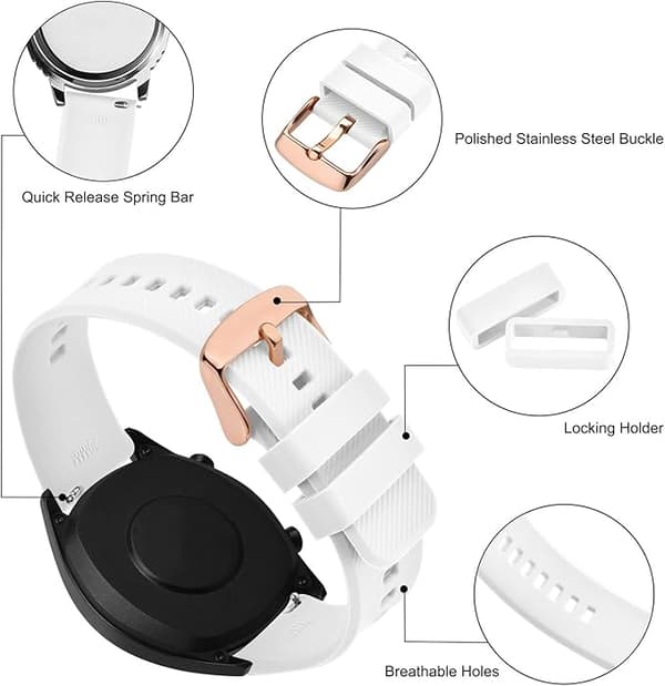 Klockarmband – vitt – 18 mm