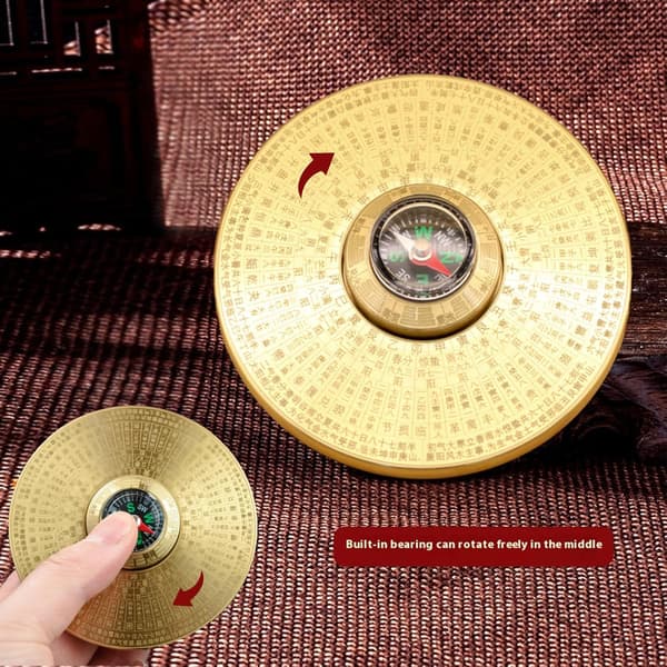 Messing Bagua Kompas – Stort, Multi-ring, Drejeligt Kompas