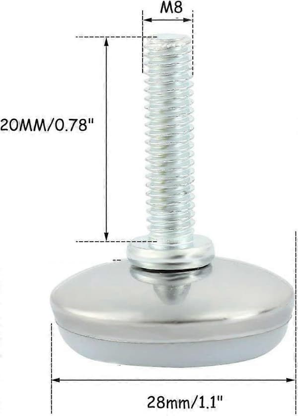 2026 Seneste Model 24 stk. M8 x 20 mm Hvide Justerbare Møbelben i Rustfrit Stål